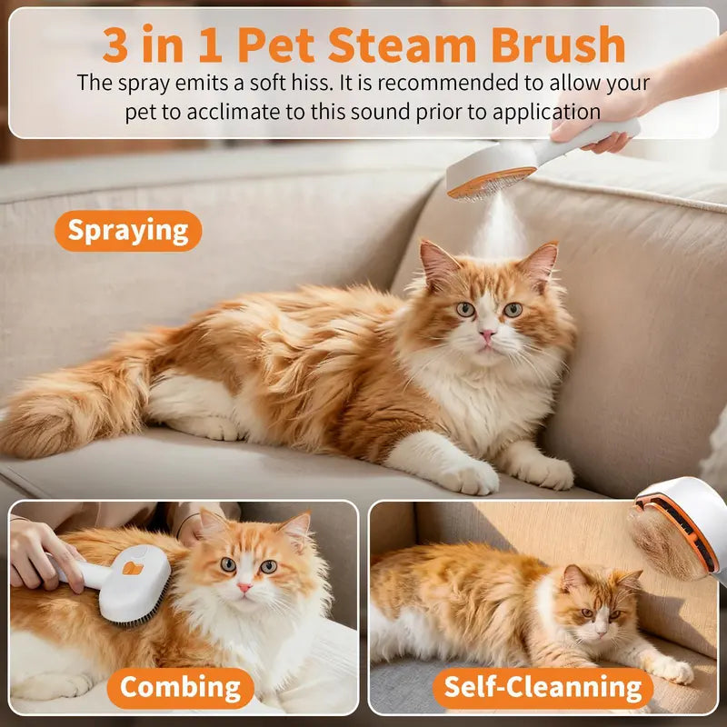 Furlyn Self-Cleaning UV Light Deshedding Brush for Dogs & Cats - Effortless 1-Click Hair Removal, Gentle Mist Spray, Pain-Free Grooming, Extra Shine & Softness