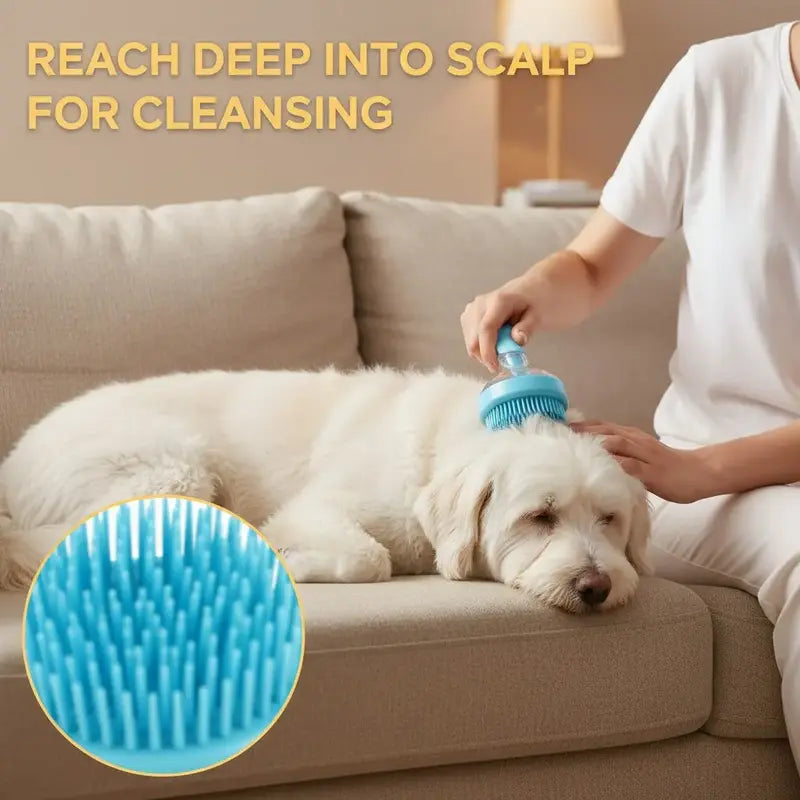 2026 Universal 2-in-1 Pet Bath & Grooming Brush with Soap Dispenser - Gentle Massage Aid for Dogs & Cats, Enhances Beauty and Saves Shampoo!