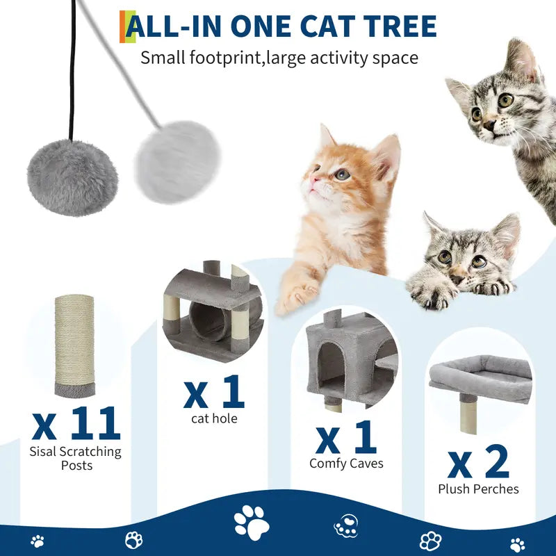 74-Inch Tall Cat Tree for Large Cats - Ultimate Feline Paradise with 11 Scratching Posts, Cozy Condos, and Spacious Hammock - Perfect for Apartments!
