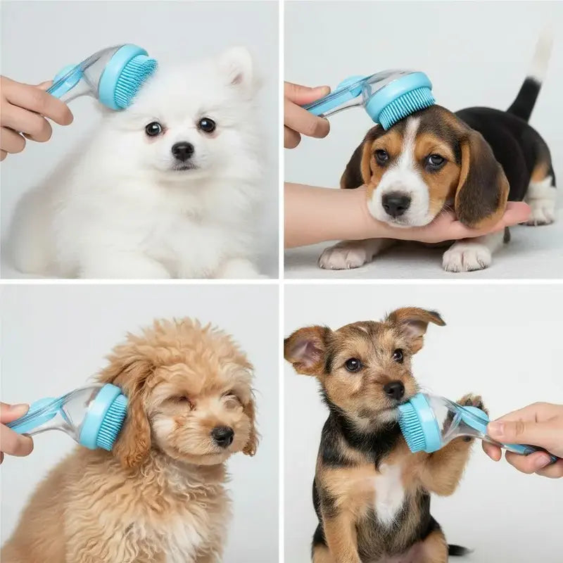 2026 Universal 2-in-1 Pet Bath & Grooming Brush with Soap Dispenser - Gentle Massage Aid for Dogs & Cats, Enhances Beauty and Saves Shampoo!