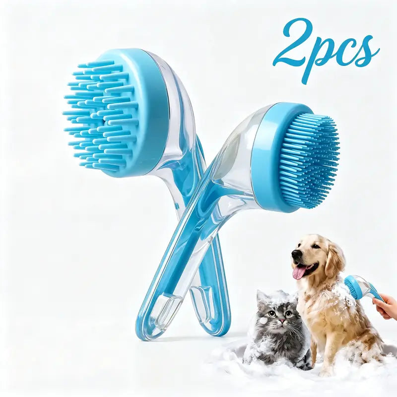 2026 Universal 2-in-1 Pet Bath & Grooming Brush with Soap Dispenser - Gentle Massage Aid for Dogs & Cats, Enhances Beauty and Saves Shampoo!
