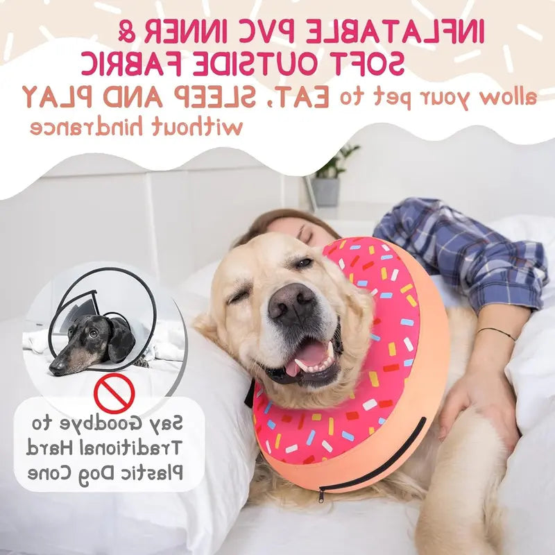 Soft Recovery Inflatable Dog Collar - Comfortable E-Collar Alternative for Small, Medium & Large Dogs After Surgery