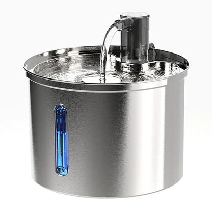 304C Rechargeable Stainless Steel Cat Water Fountain - 3L Automatic Pet Water Dispenser with Motion Sensor for Cats and Dogs