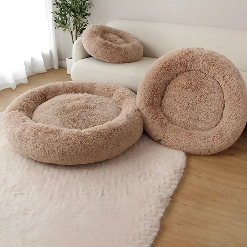 Cozy Oatmeal Calming Donut Pet Bed for Ultimate Comfort