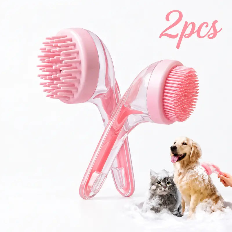 2026 Universal 2-in-1 Pet Bath & Grooming Brush with Soap Dispenser - Gentle Massage Aid for Dogs & Cats, Enhances Beauty and Saves Shampoo!