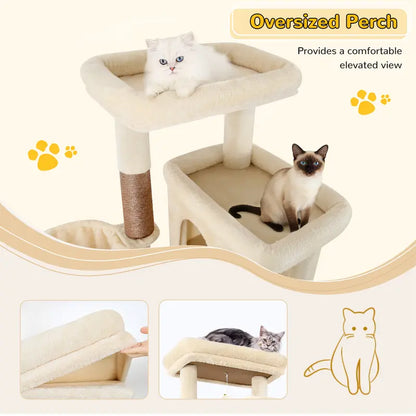 Globlazer S78 78-Inch Tall Modern Cat Tree Tower - Ultimate Activity Center for Big Cats with Condos, Sisal Scratcher, Hammock, and Leopard Print Design