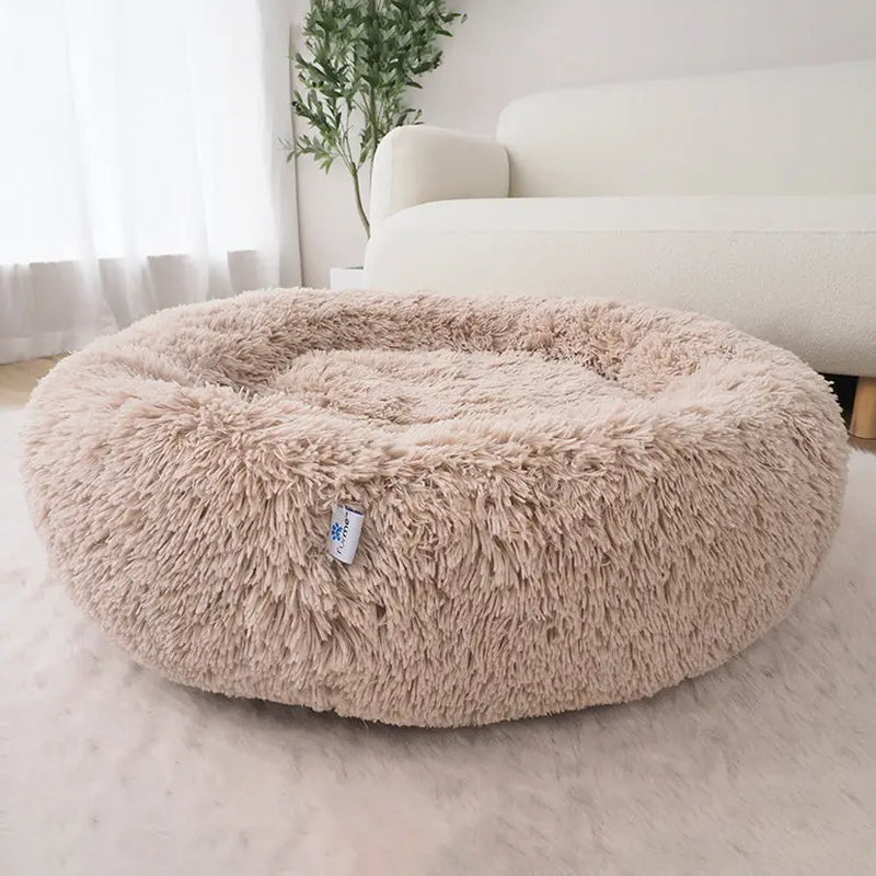 Cozy Oatmeal Calming Donut Pet Bed for Ultimate Comfort