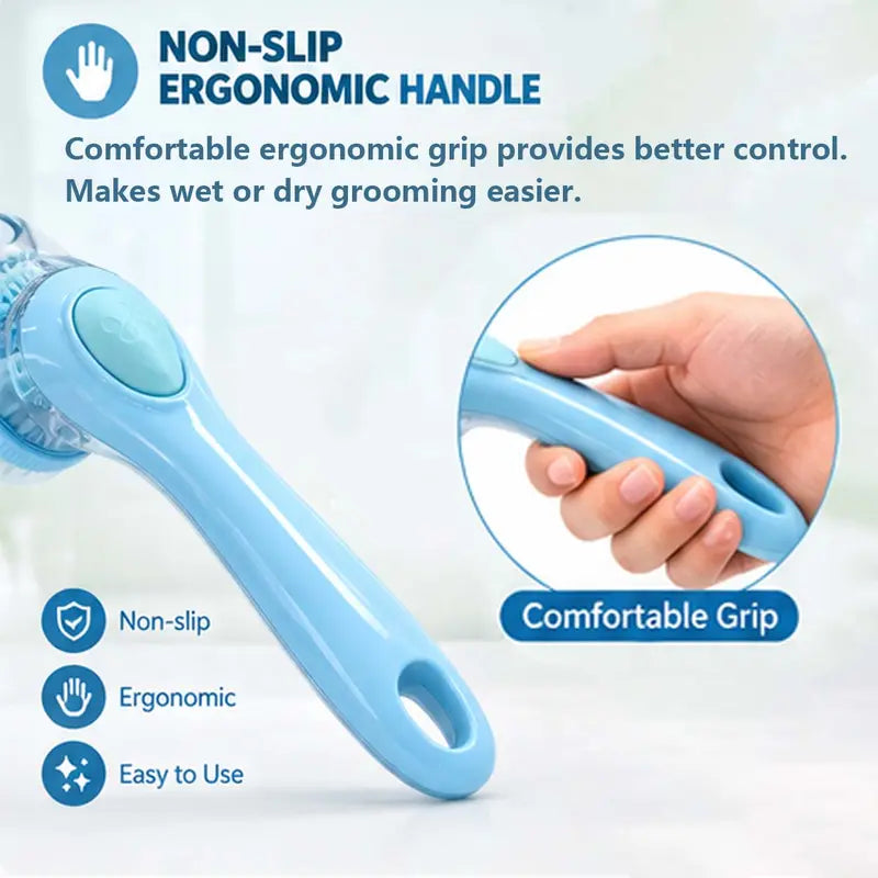 2026 Universal 2-in-1 Pet Bath & Grooming Brush with Soap Dispenser - Gentle Massage Aid for Dogs & Cats, Enhances Beauty and Saves Shampoo!