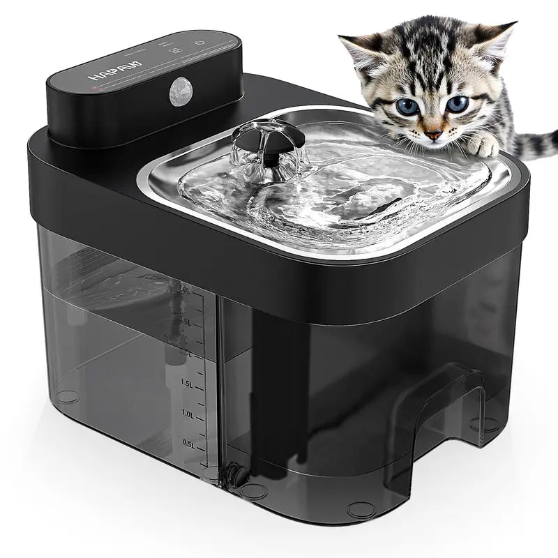 HAPAW Smart Cat Water Fountain - Filter-Free, 3L Clean & 1.35L Wastewater Tanks, App-Controlled, Dual Water Flow Modes, Perfect for Multi-Cat Homes!