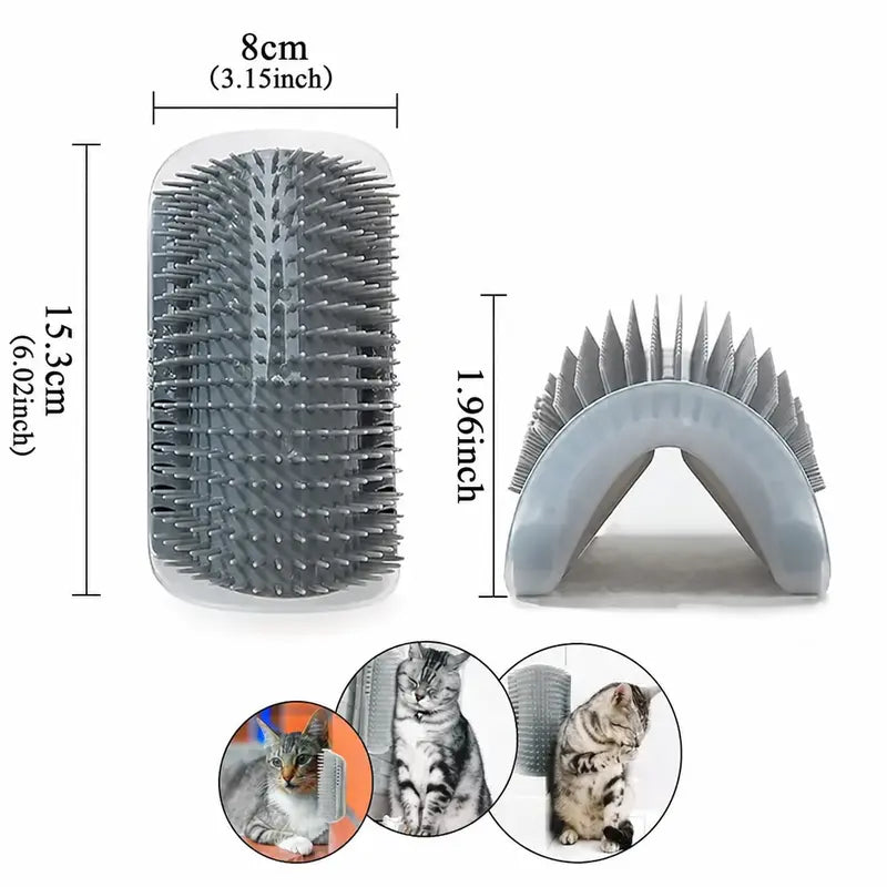 Cat Corner Self Groomer Brush - 2-Pack Wall Mount Tool for Easy Fur Removal & Grooming for Indoor Cats