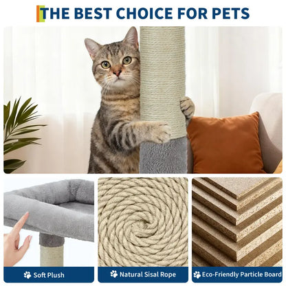 74-Inch Tall Cat Tree for Large Cats - Ultimate Feline Paradise with 11 Scratching Posts, Cozy Condos, and Spacious Hammock - Perfect for Apartments!