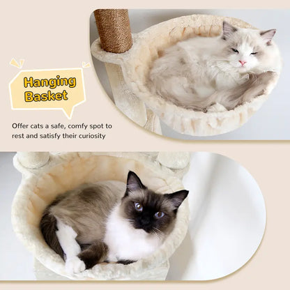 Globlazer S78 78-Inch Tall Modern Cat Tree Tower - Ultimate Activity Center for Big Cats with Condos, Sisal Scratcher, Hammock, and Leopard Print Design