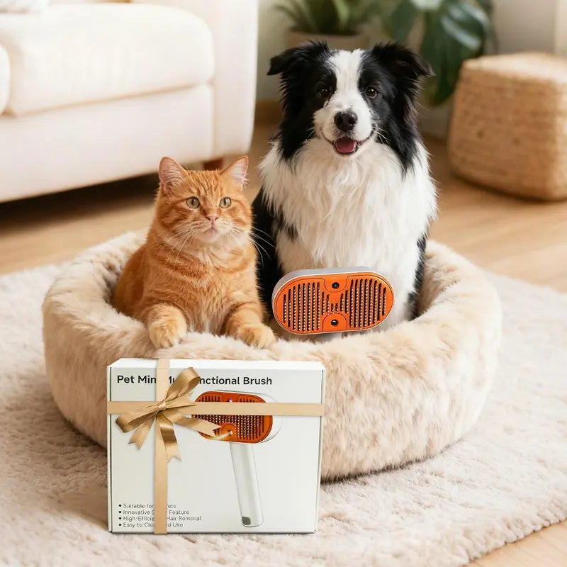 Furlyn Self-Cleaning UV Light Deshedding Brush for Dogs & Cats - Effortless 1-Click Hair Removal, Gentle Mist Spray, Pain-Free Grooming, Extra Shine & Softness