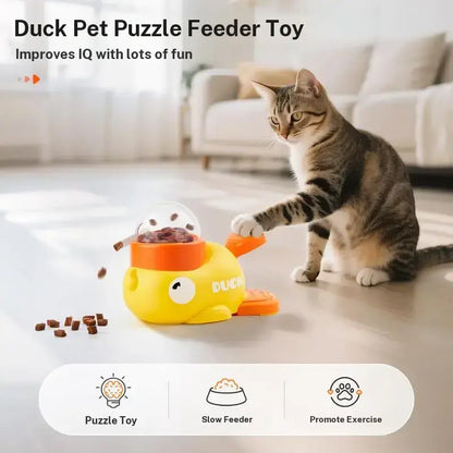 Interactive Duck-Shaped Cat Puzzle Treat Dispenser - Fun IQ Training Toy for Cats & Small Dogs, Durable Slow Feeder for Enrichment & Exercise, Perfect Pet Gift!