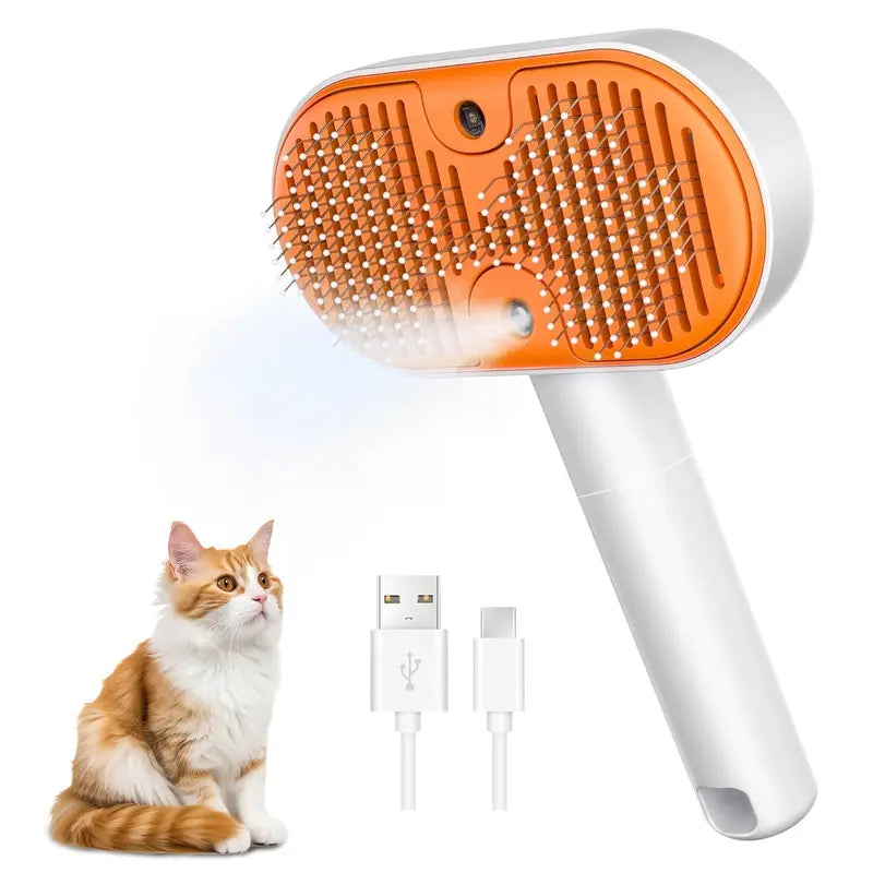 Furlyn Self-Cleaning UV Light Deshedding Brush for Dogs & Cats - Effortless 1-Click Hair Removal, Gentle Mist Spray, Pain-Free Grooming, Extra Shine & Softness