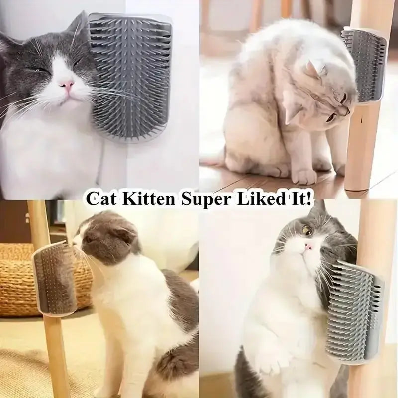 Cat Corner Self Groomer Brush - 2-Pack Wall Mount Tool for Easy Fur Removal & Grooming for Indoor Cats