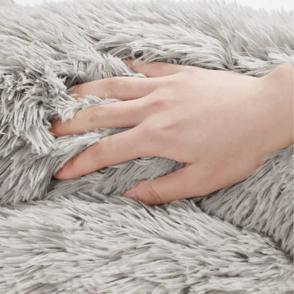 Cozy Hooded Donut Pet Bed with Blanket - Calming Design for Dogs & Cats in Luna/Grey