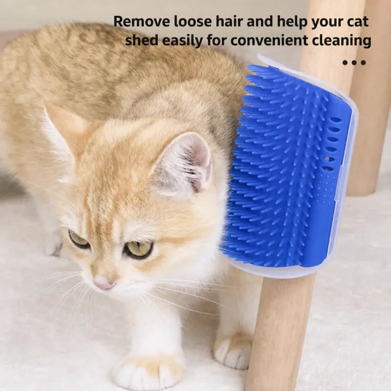 Cat Corner Self Groomer Brush - 2-Pack Wall Mount Tool for Easy Fur Removal & Grooming for Indoor Cats