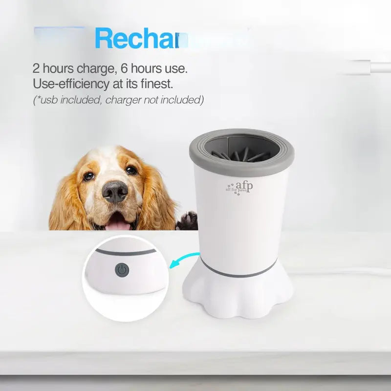 Allforpaws Automatic Electric Dog Paw Cleaner Cup - Soft Silicone Brush, Dual Speed (2 Cleaning Speeds), Mud Removal, Suction Cup Bottom, Portable Clean Station, Simple to Use & Maintain