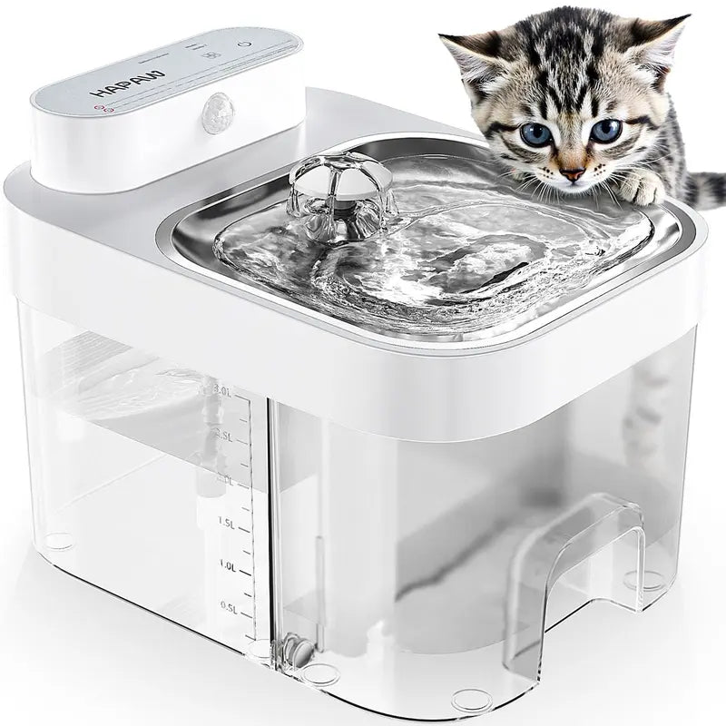 HAPAW Smart Cat Water Fountain - Filter-Free, 3L Clean & 1.35L Wastewater Tanks, App-Controlled, Dual Water Flow Modes, Perfect for Multi-Cat Homes!