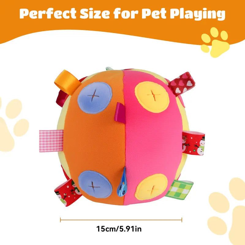 Pawaboo Dog Toy Ball, Dog Snuffle Treats Feeding Ball Toy for Slow Eating and Keep Busy, Interactive Puppy Cotton Fillings Ball Food Hidden Relieve Boredom Exercise Game IQ Training with Bell