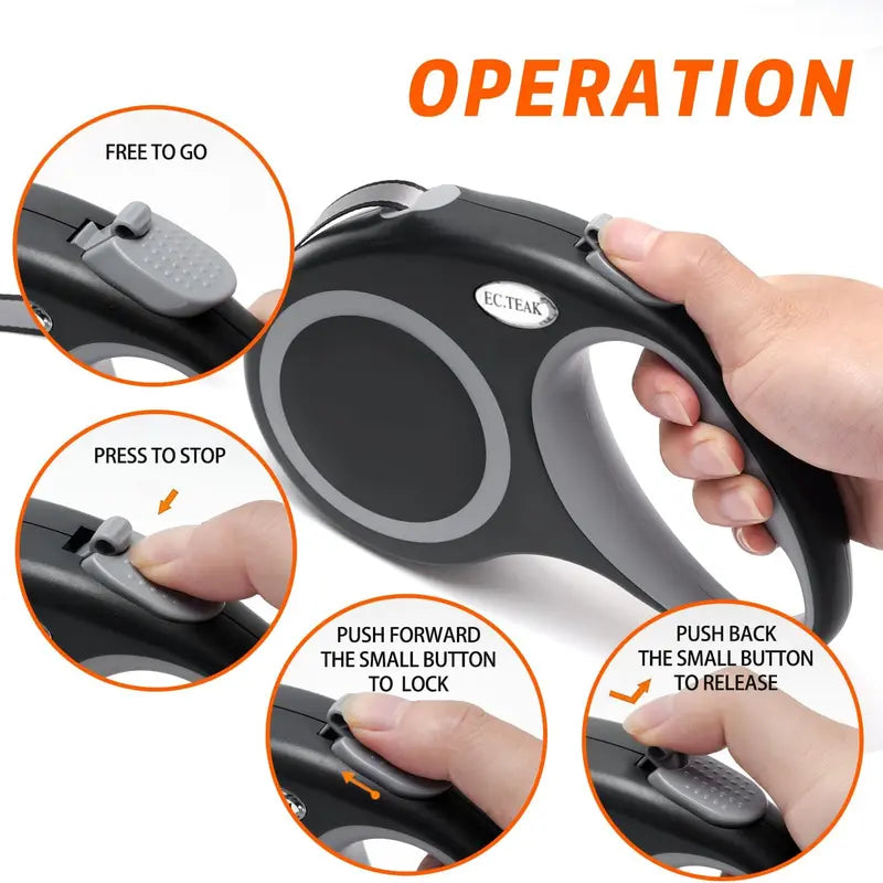 Heavy Duty Retractable Dog Leash - 26 FT for Large Dogs up to 110 Lbs, Tangle-Free Nylon Tape with One-Handed Brake & Lock, Perfect for Medium to Large Breeds (Black)