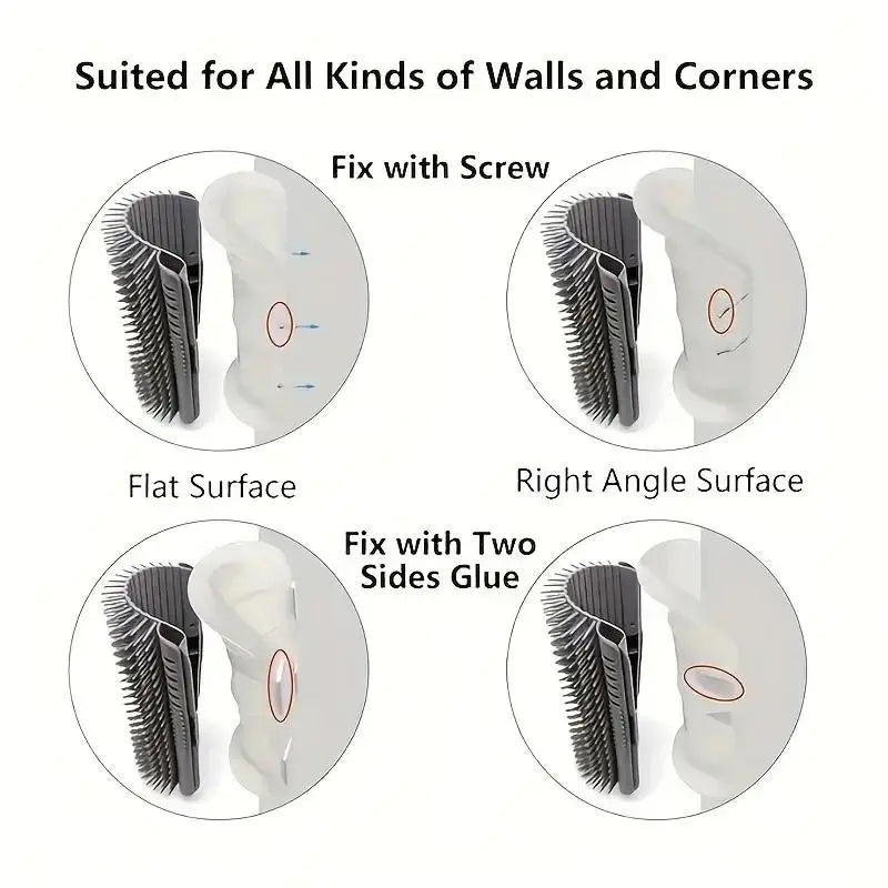 Cat Corner Self Groomer Brush - 2-Pack Wall Mount Tool for Easy Fur Removal & Grooming for Indoor Cats