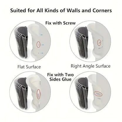 Cat Corner Self Groomer Brush - 2-Pack Wall Mount Tool for Easy Fur Removal & Grooming for Indoor Cats