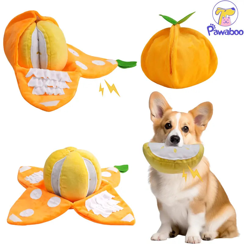 Pawaboo Dog Toy Ball, Dog Snuffle Treats Feeding Ball Toy for Slow Eating and Keep Busy, Interactive Puppy Cotton Fillings Ball Food Hidden Relieve Boredom Exercise Game IQ Training with Bell